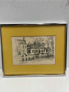 1972 Framed Williamsburg Virginia The Rayleigh Tavern Fout Art Drawing